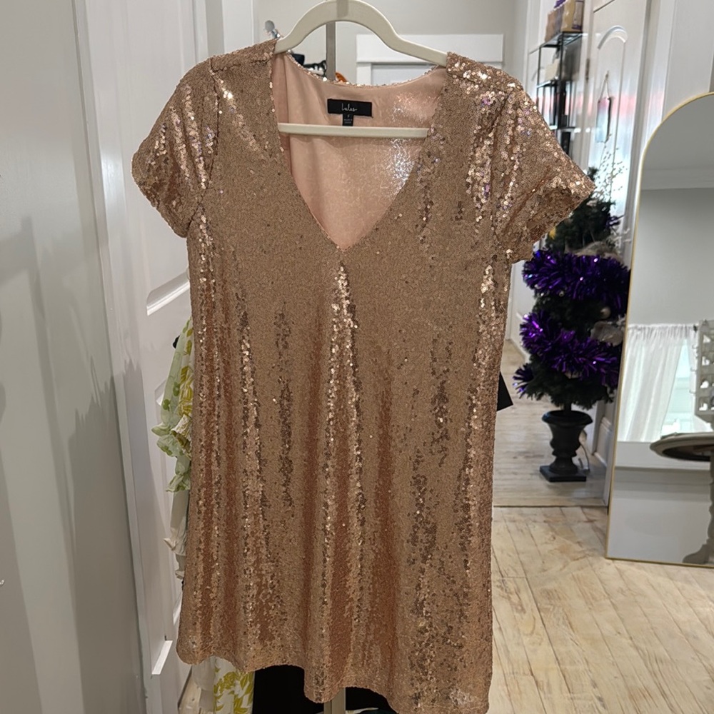 Lulus Rose Gold Sequin Dress